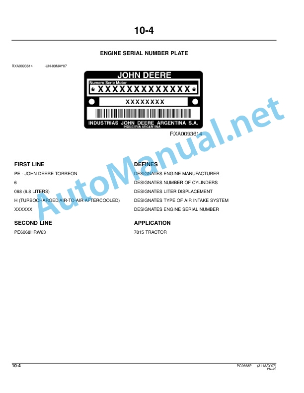 John Deere 7715, 7815 Tractors Parts Catalog PC9668P 20-AUG-08 Portuguese 4 John Deere 7715, 7815 Tractors Parts Catalog PC9668P 20-AUG-08 Portuguese - Image 4