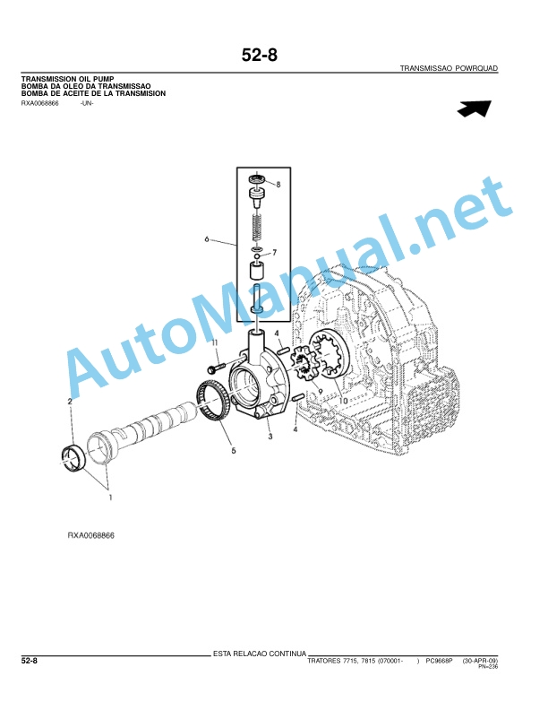 John Deere 7715, 7815 Tractors Parts Catalog PC9668P 30-Apr-09 Portuguese 3 John Deere 7715, 7815 Tractors Parts Catalog PC9668P 30-Apr-09 Portuguese - Image 3