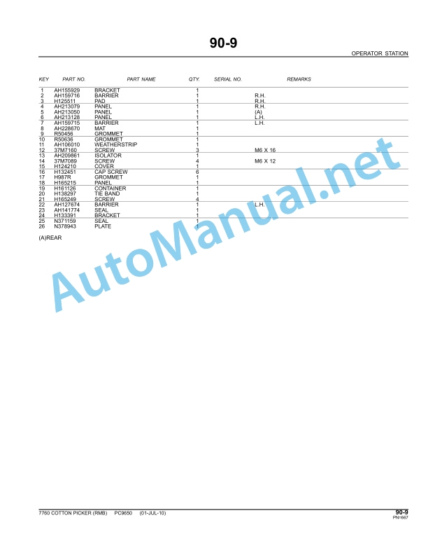 John Deere 7760 Cotton Picker (RMB) Parts Catalog PC9650 DEC-10 4 John Deere 7760 Cotton Picker (RMB) Parts Catalog PC9650 DEC-10 - Image 4