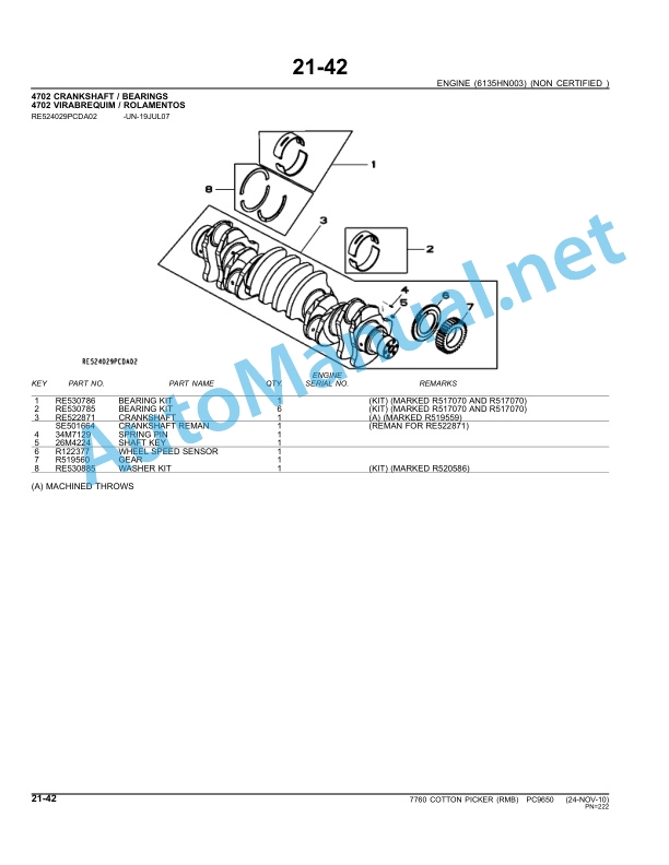 Alternative view of John Deere 7760 COTTON PICKER (RMB) Parts Catalog PC9650 MAR-11