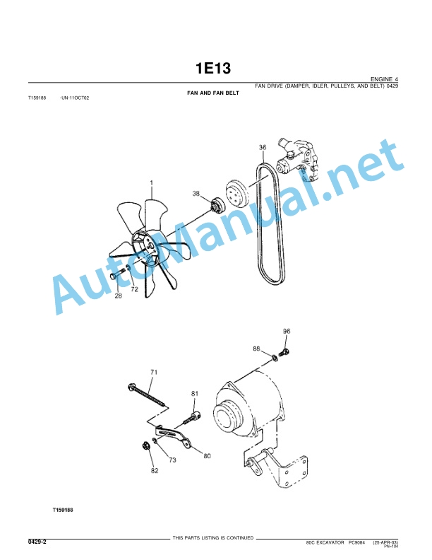 Alternative view of John Deere 80C Excavator Parts Catalog PC9084 25-APR-03