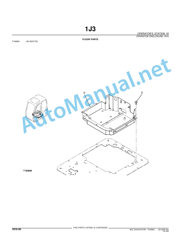 John Deere 80C Excavator Parts Catalog PC9084 25-APR-03 3 John Deere 80C Excavator Parts Catalog PC9084 25-APR-03 - Image 3