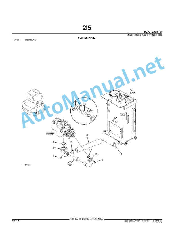 John Deere 80C Excavator Parts Catalog PC9084 25-APR-03 5 John Deere 80C Excavator Parts Catalog PC9084 25-APR-03 - Image 5