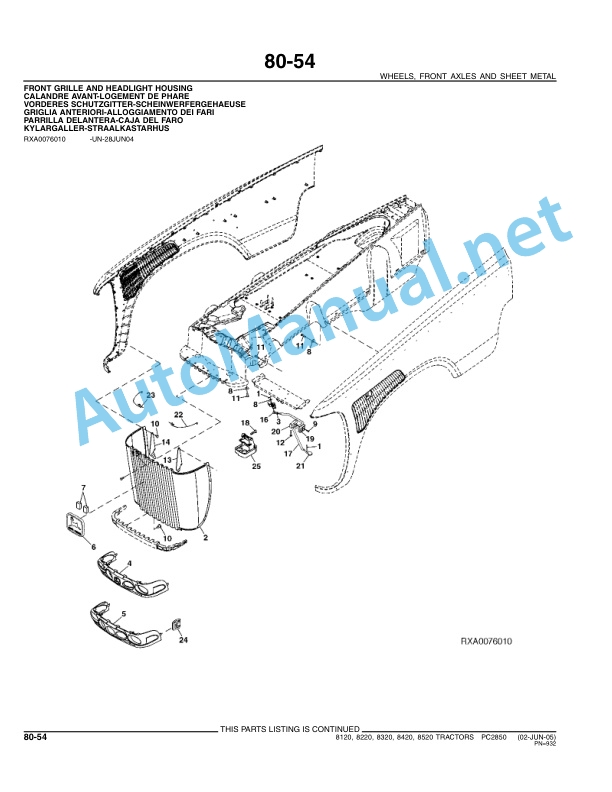 John Deere 8120, 8220, 8320, 8420 and 8520 Tractors Parts Catalog PC2850 Mar-06 5 John Deere 8120, 8220, 8320, 8420 and 8520 Tractors Parts Catalog PC2850 Mar-06-5
