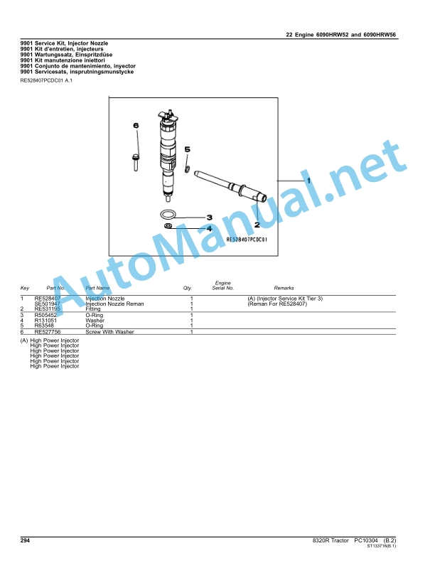 Alternative view of John Deere 8320R Tractor Parts Catalog PC10304 Sep-10
