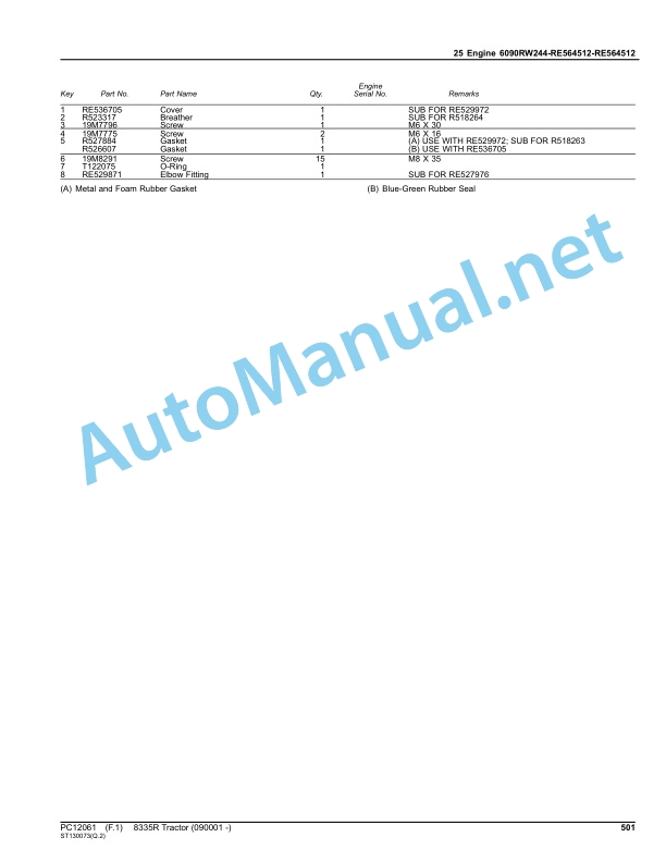 Alternative view of John Deere 8335R Tractor Parts Catalog PC12061 Oct-15