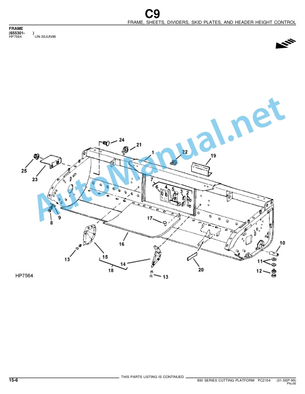 Alternative view of John Deere 900 Series Cutting Platform Parts Catalog PC2104 01 September 1999