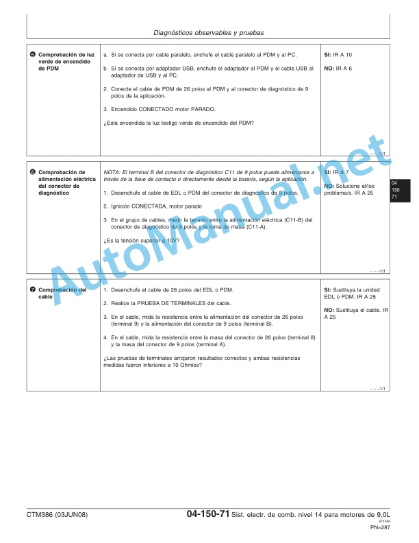 Alternative view of John Deere 9.0L Diesel Engines Electronic Fuel System Level 14 with HPCR Denso Component Technical Manual CTM386 03 Jun 2008 Spanish
