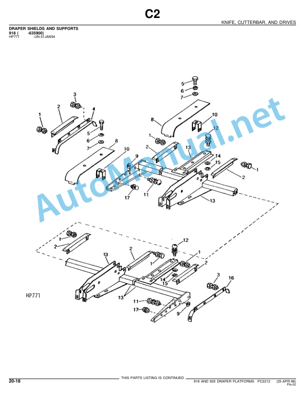 John Deere 918 and 920 Draper Platforms Parts Catalog PC2212 02-JUN-98 3 John Deere 918 and 920 Draper Platforms Parts Catalog PC2212 02-JUN-98 - Image 3