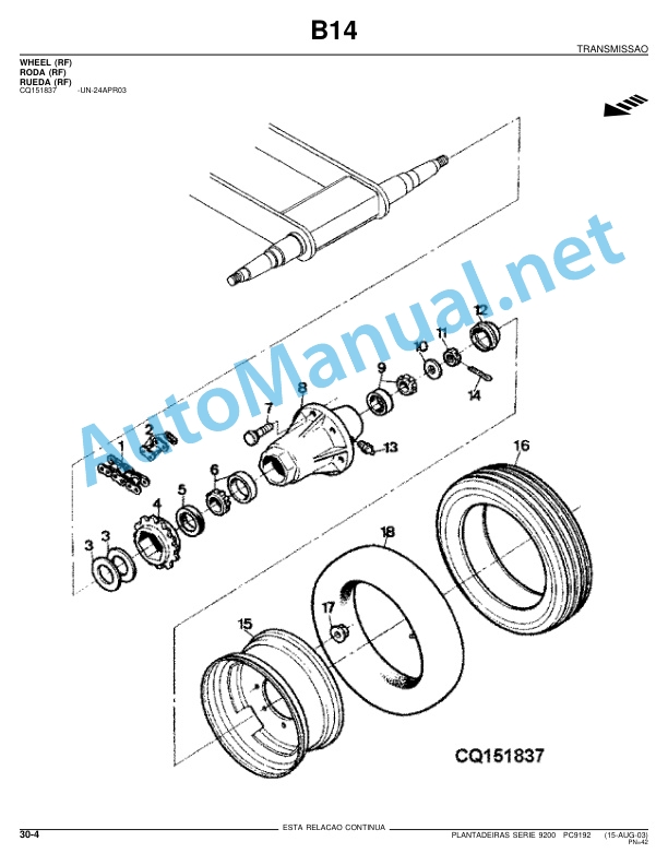 John Deere 9200 Series Planters Parts Catalog PC9192P 08 Oct 04 Portuguese 2 John Deere 9200 Series Planters Parts Catalog PC9192P 08 Oct 04 Portuguese - Image 2