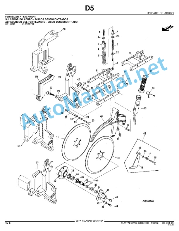 John Deere 9200 Series Planters Parts Catalog PC9192P 08 Oct 04 Portuguese 3 John Deere 9200 Series Planters Parts Catalog PC9192P 08 Oct 04 Portuguese - Image 3