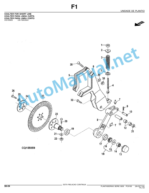 John Deere 9200 Series Planters Parts Catalog PC9192P 08 Oct 04 Portuguese 4 John Deere 9200 Series Planters Parts Catalog PC9192P 08 Oct 04 Portuguese - Image 4