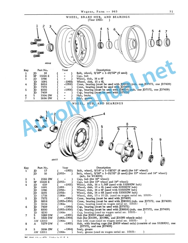 John Deere 943, 953, 963, 1040, 1064, 1065 and 1074 Farm Wagons Parts Catalog PC846 3 John Deere 943, 953, 963, 1040, 1064, 1065 and 1074 Farm Wagons Parts Catalog PC846 - Image 3