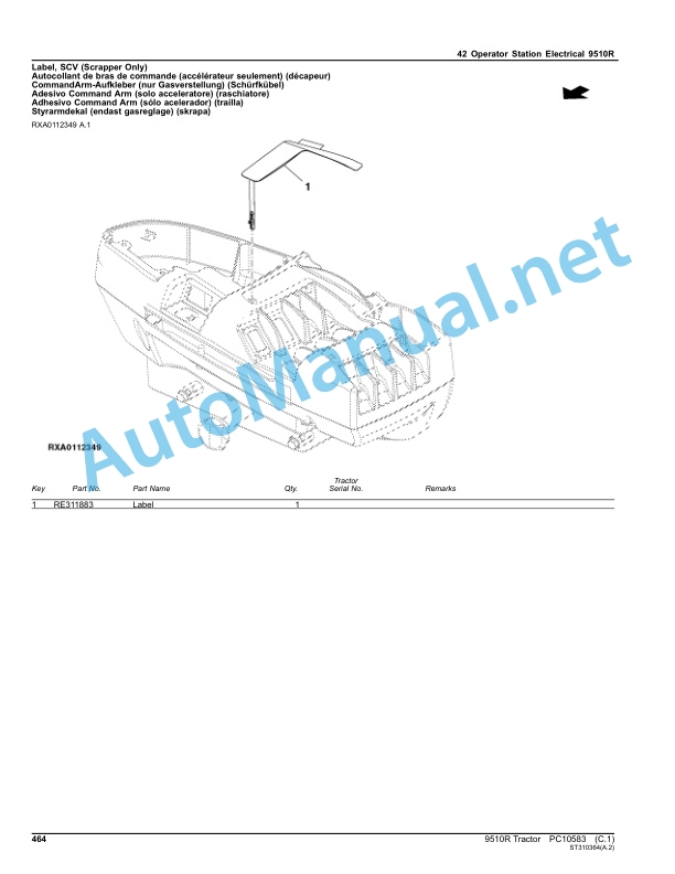 John Deere 9510R Tractor Parts Catalog PC10583 September 2012 3 John Deere 9510R Tractor Parts Catalog PC10583 September 2012 - Image 3