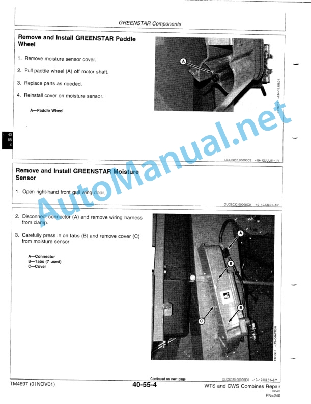 John Deere 9540, 9560, 9580, 9640, 9660, 9680 WTS and CWS Combines Repair Technical Manual TM4697 20011101 2 John Deere 9540, 9560, 9580, 9640, 9660, 9680 WTS and CWS Combines Repair Technical Manual TM4697 20011101-2