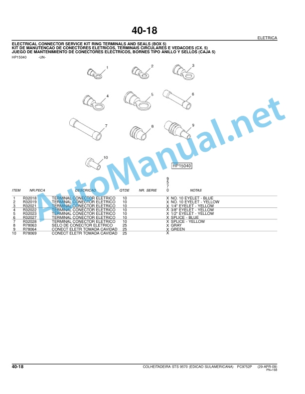 John Deere 9570 STS Combine Parts Catalog PC9752P 29-Apr-09 Portuguese-2
