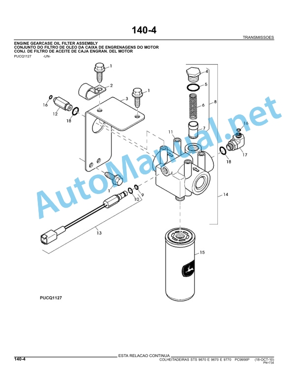 John Deere 9670 and 9770 STS Combine Parts Catalog PC9596P 18-OCT-10 Portuguese 5 John Deere 9670 and 9770 STS Combine Parts Catalog PC9596P 18-OCT-10 Portuguese - Image 5