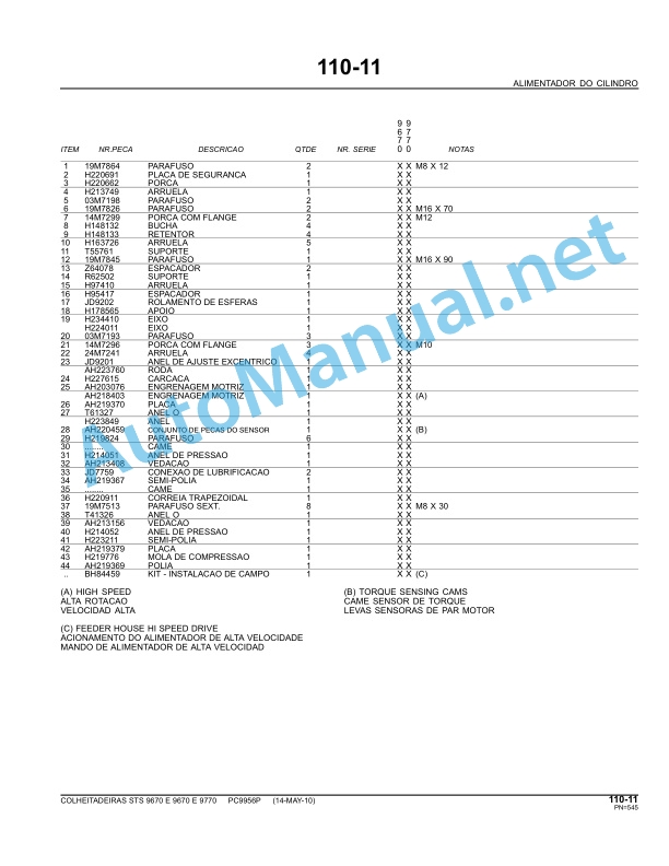 John Deere 9670 and 9770 STS Combine Parts Catalog PC9956P 14-May-10 Portuguese 4 John Deere 9670 and 9770 STS Combine Parts Catalog PC9956P 14-May-10 Portuguese - Image 4