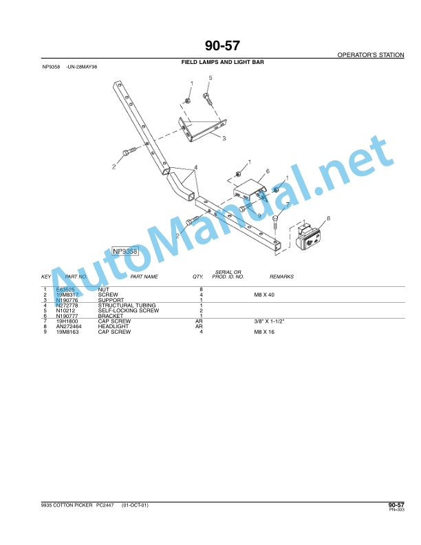 John Deere 9935 COTTON PICKER Parts Catalog PC2447 AUG-05 4 John Deere 9935 COTTON PICKER Parts Catalog PC2447 AUG-05-4
