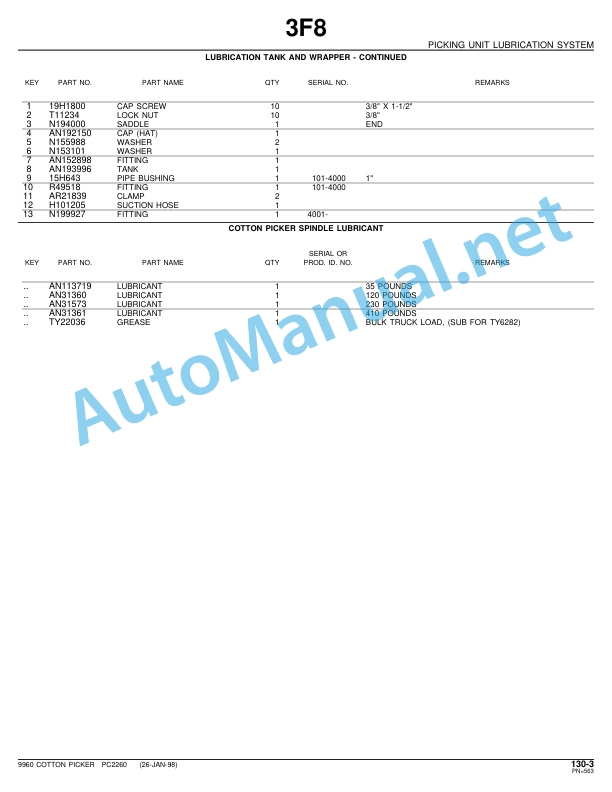 John Deere 9960 COTTON PICKER Parts Catalog PC2260 27-MAY-03 5 John Deere 9960 COTTON PICKER Parts Catalog PC2260 27-MAY-03 - Image 5