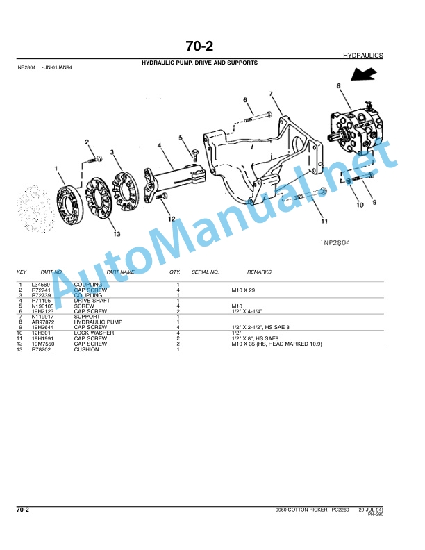 John Deere 9960 Cotton Picker Parts Catalog PC2260 September 2005 3 John Deere 9960 Cotton Picker Parts Catalog PC2260 September 2005-3