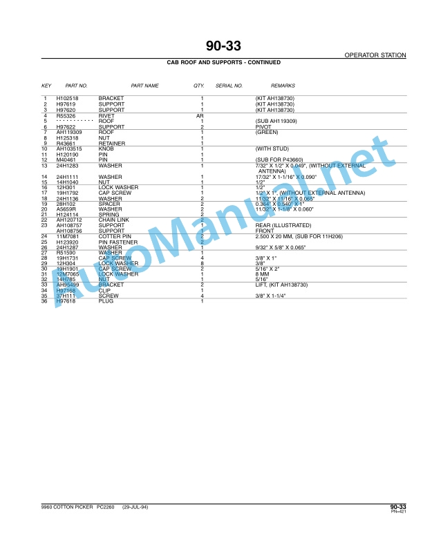 John Deere 9960 Cotton Picker Parts Catalog PC2260 September 2005 4 John Deere 9960 Cotton Picker Parts Catalog PC2260 September 2005-4