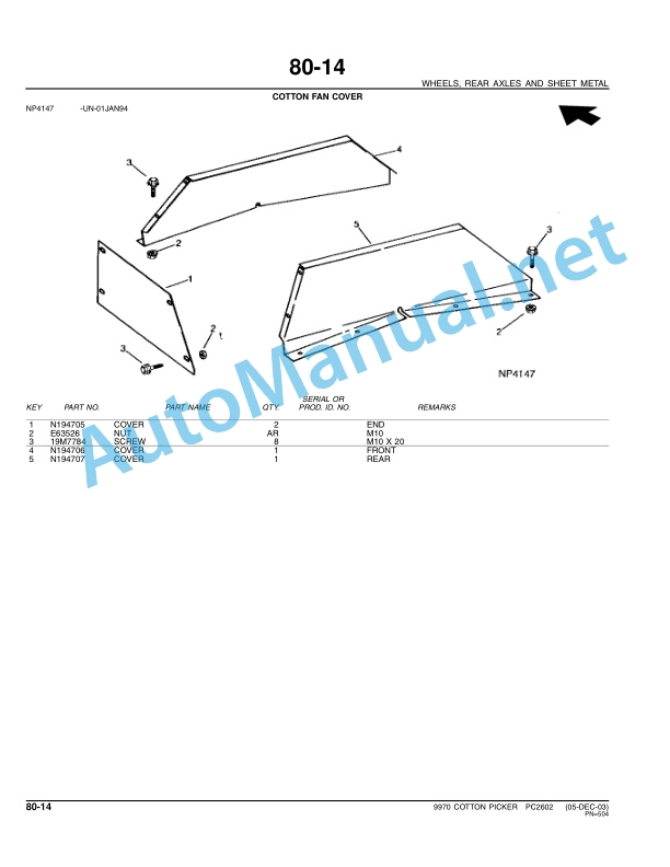 John Deere 9970 Cotton Picker Parts Catalog PC2602 28AUG06 4 John Deere 9970 Cotton Picker Parts Catalog PC2602 28AUG06 - Image 4
