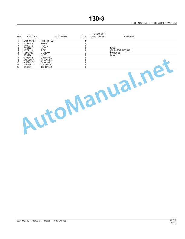 John Deere 9970 Cotton Picker Parts Catalog PC2602 AUG-10 5 John Deere 9970 Cotton Picker Parts Catalog PC2602 AUG-10 - Image 5