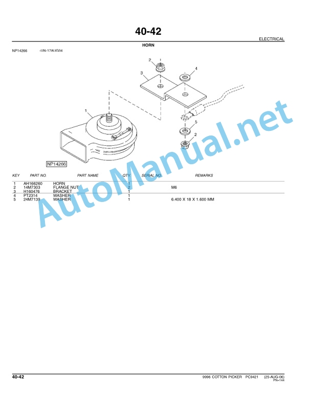 John Deere 9996 Cotton Picker Parts Catalog PC9421 AUG-06 2 John Deere 9996 Cotton Picker Parts Catalog PC9421 AUG-06 - Image 2