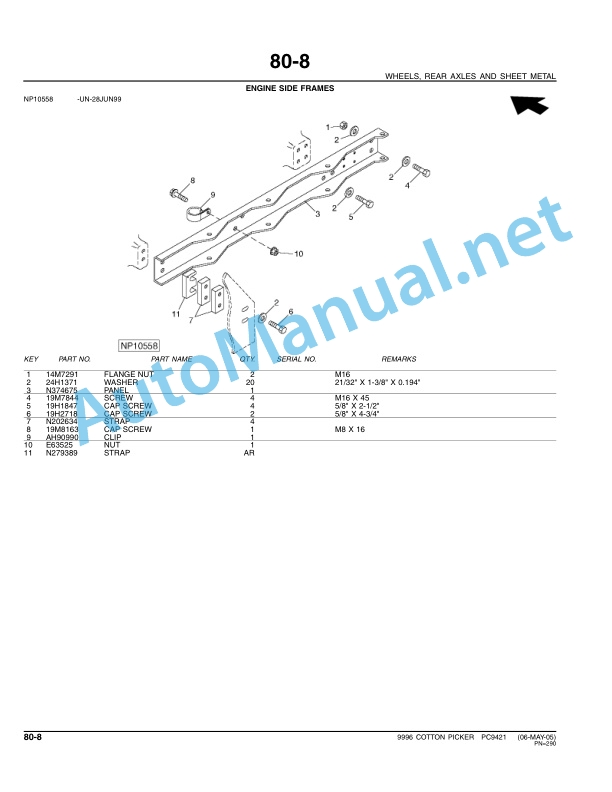 John Deere 9996 Cotton Picker Parts Catalog PC9421 AUG-06 3 John Deere 9996 Cotton Picker Parts Catalog PC9421 AUG-06 - Image 3