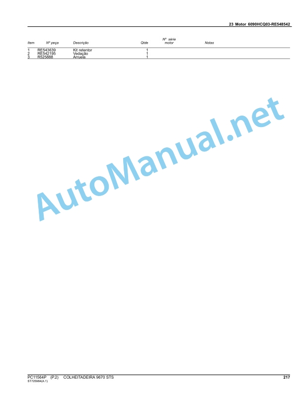 Alternative view of John Deere COLHEITADEIRA 9670 STS Parts Catalog PC11564P mar-15 Portuguese