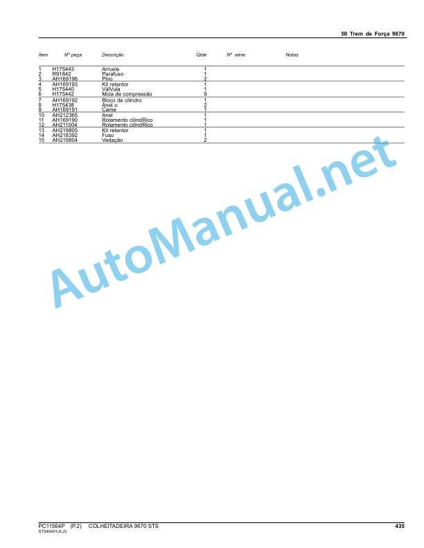 John Deere COLHEITADEIRA 9670 STS Parts Catalog PC11564P mar-15 Portuguese 3 John Deere COLHEITADEIRA 9670 STS Parts Catalog PC11564P mar-15 Portuguese - Image 3