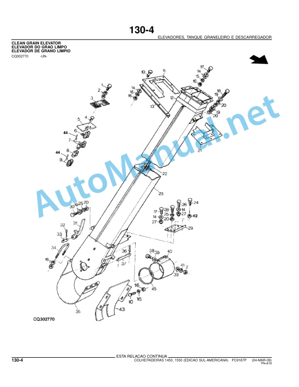 John Deere COLHEITADEIRAS 1450 E 1550 (Harvesters 1450 and 1550) Parts Catalog PC9187P 04-MAR-09 Portuguese 5 John Deere COLHEITADEIRAS 1450 E 1550 (Harvesters 1450 and 1550) Parts Catalog PC9187P 04-MAR-09 Portuguese - Image 5