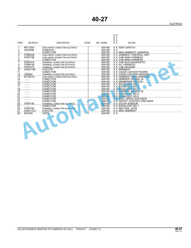 John Deere Colheitadeiras 9650 STS e 9750 STS Parts Catalog PC9241P 16-MAY-11 Portuguese 2 John Deere Colheitadeiras 9650 STS e 9750 STS Parts Catalog PC9241P 16-MAY-11 Portuguese - Image 2