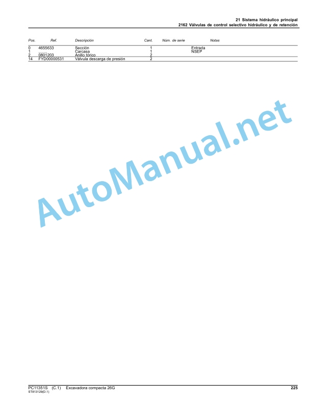John Deere Compact Excavator 26G Parts Catalog PC113515 April 2016 Spanish 4 John Deere Compact Excavator 26G Parts Catalog PC113515 April 2016 Spanish - Image 4