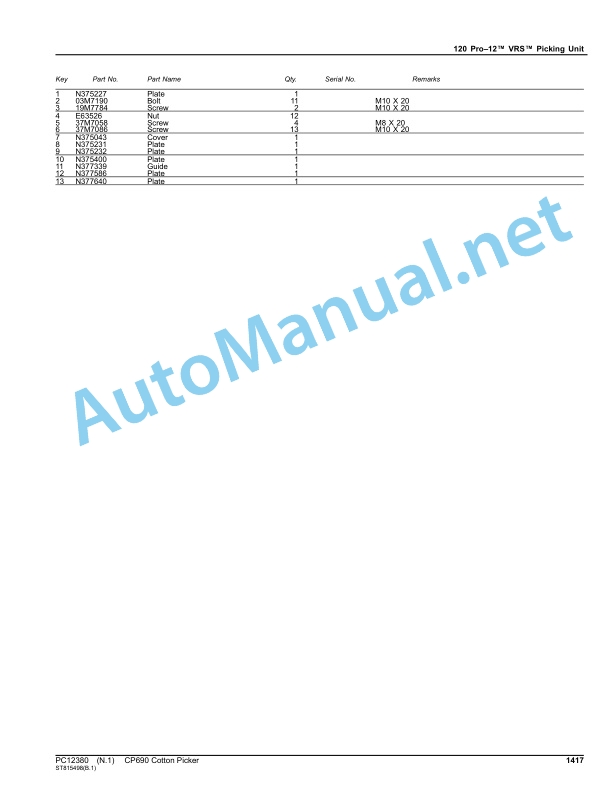 John Deere CP690 Cotton Picker Parts Catalog PC12380 May 2016 5 John Deere CP690 Cotton Picker Parts Catalog PC12380 May 2016 - Image 5