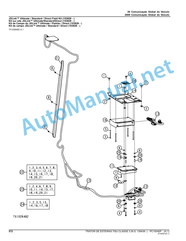 John Deere CRAWLER TRACTOR 700J CLASS 3 Parts Catalog PC10040P August 2015 Portuguese 5 John Deere CRAWLER TRACTOR 700J CLASS 3 Parts Catalog PC10040P August 2015 Portuguese - Image 5
