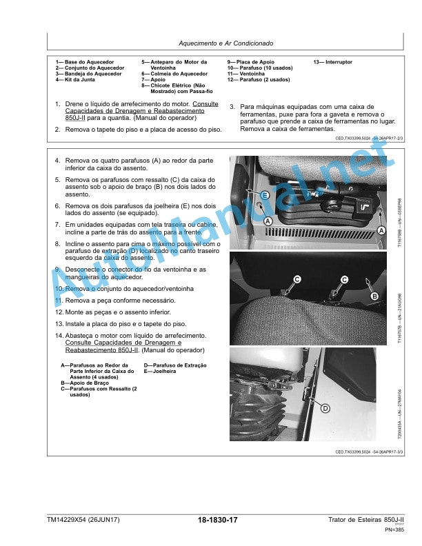 John Deere Crawler Tractor 850J-II Technical Manual TM142295X54 26 June 2017 Portuguese 5 John Deere Crawler Tractor 850J-II Technical Manual TM142295X54 26 June 2017 Portuguese - Image 5