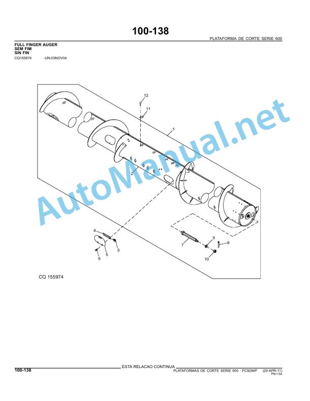 John Deere Cutting Platform Series 600 Parts Catalog PC9284P September 2011 Portuguese 4 John Deere Cutting Platform Series 600 Parts Catalog PC9284P September 2011 Portuguese - Image 4