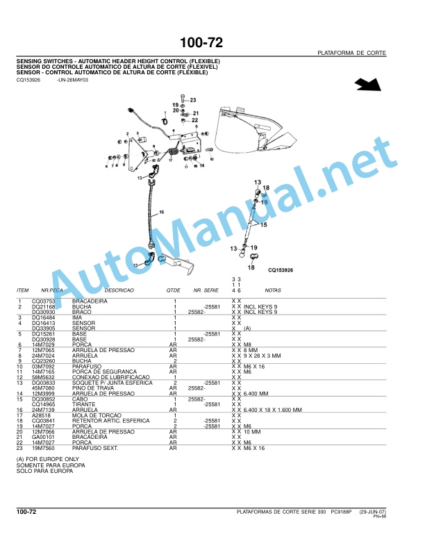 John Deere Cutting Platforms Series 300 Parts Catalog PC9188P 16-JUL-07 Portuguese 3 John Deere Cutting Platforms Series 300 Parts Catalog PC9188P 16-JUL-07 Portuguese - Image 3