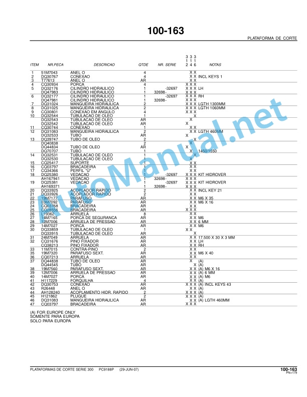 John Deere Cutting Platforms Series 300 Parts Catalog PC9188P 16-JUL-07 Portuguese 5 John Deere Cutting Platforms Series 300 Parts Catalog PC9188P 16-JUL-07 Portuguese - Image 5