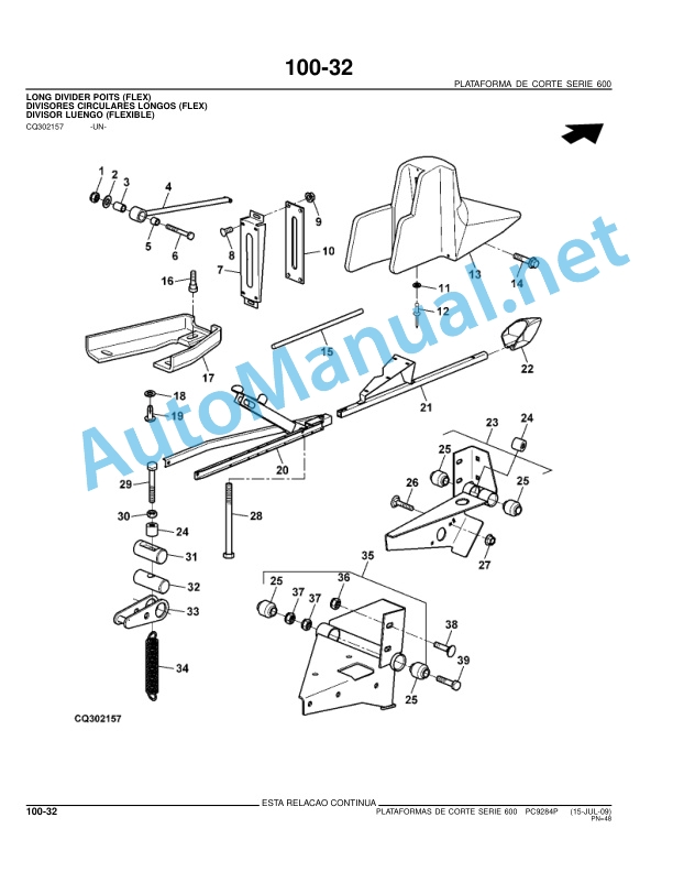 John Deere CUTTING PLATFORMS SERIES 600 Parts Catalog PC9284P 15-JUL-09 Portuguese 2 John Deere CUTTING PLATFORMS SERIES 600 Parts Catalog PC9284P 15-JUL-09 Portuguese - Image 2