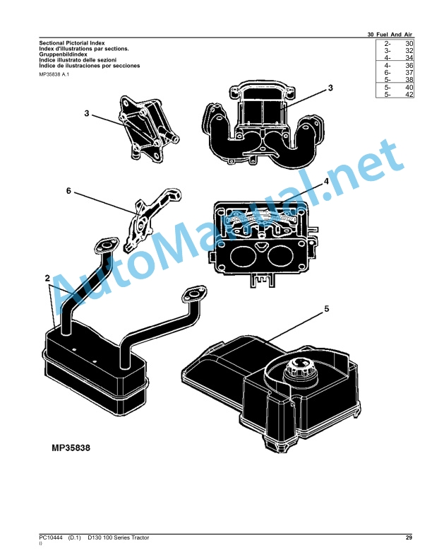 Alternative view of John Deere D130 100 Series Tractor Parts Catalog PC10444 October 2012
