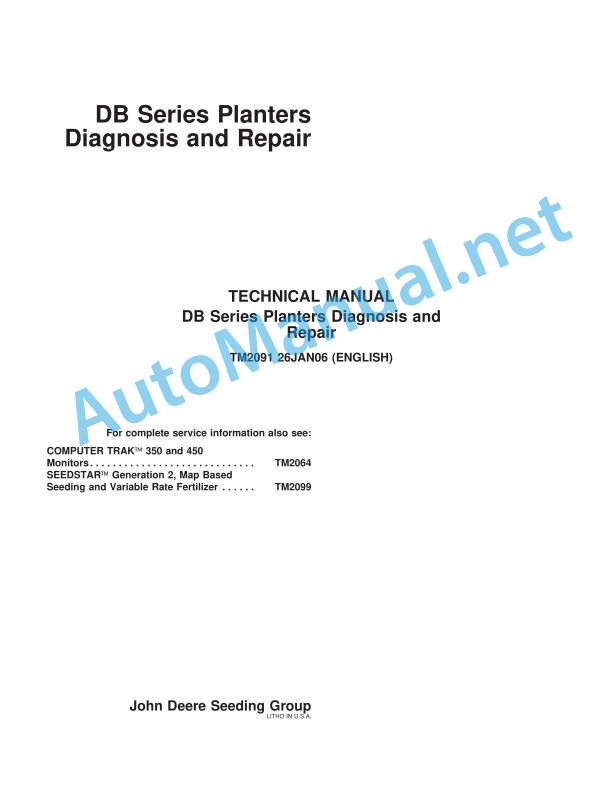 John Deere DB Series Planters Technical Manual TM2091 26JAN06