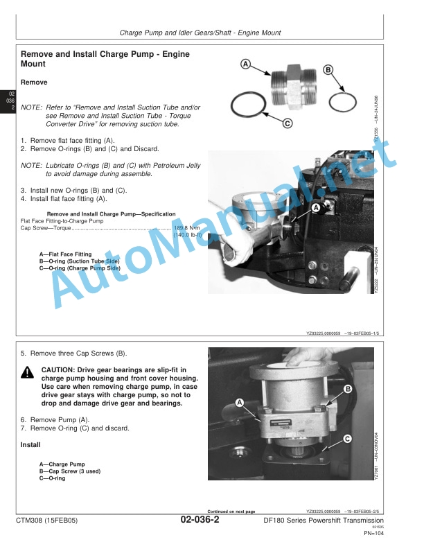 John Deere DF180 Series Powershift Transmission Component Technical Manual CTM308 15FEB05