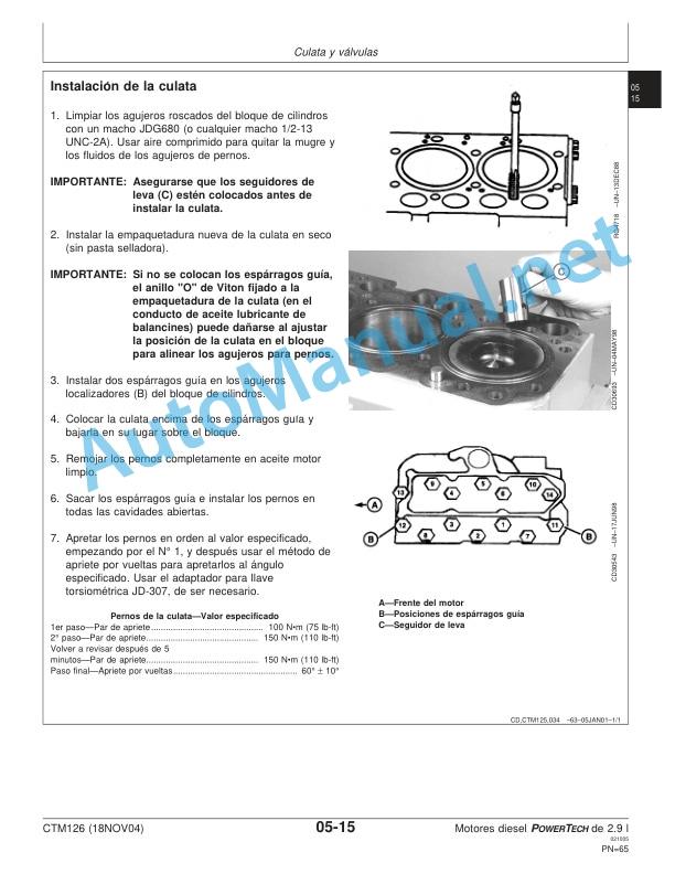 Alternative view of John Deere Diesel Engines POWERTECH 2.9 L Component Technical Manual CTM126 Spanish
