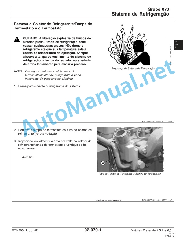 John Deere Diesel Engines Series 350 4.5 L and 6.8 L Basic Engine Component Technical Manual CTM206 11 July 2002 Portuguese 4 John Deere Diesel Engines Series 350 4.5 L and 6.8 L Basic Engine Component Technical Manual CTM206 11 July 2002 Portuguese - Image 4