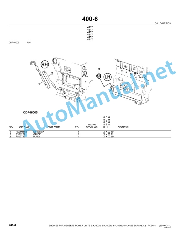 John Deere Engines for Gensets Power Units Parts Catalog PC2451 201108 4 John Deere Engines for Gensets Power Units Parts Catalog PC2451 201108 - Image 4