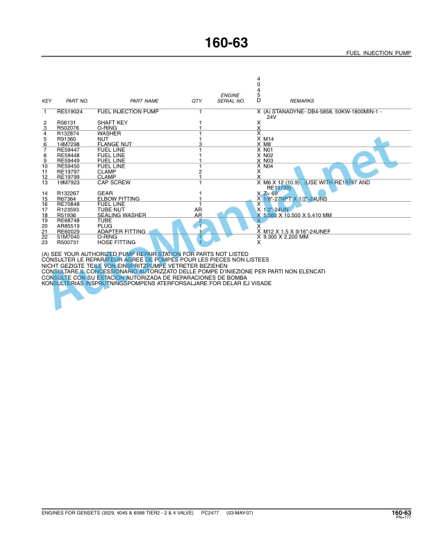 Alternative view of John Deere ENGINES Parts Catalog PC2477 52007