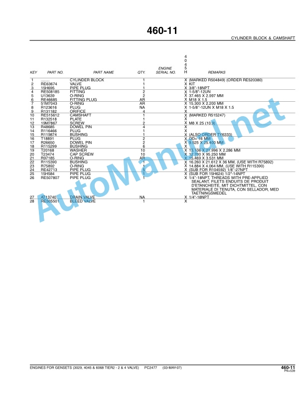 John Deere ENGINES Parts Catalog PC2477 52007 4 John Deere ENGINES Parts Catalog PC2477 52007 - Image 4